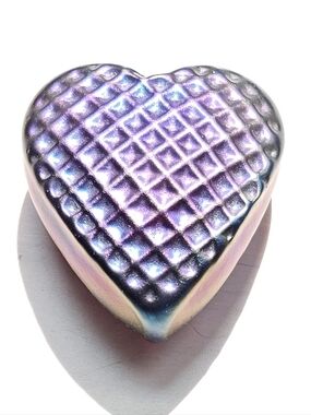 Iridescent Heart Textured And Signed On Bottom Paperweight Rhag